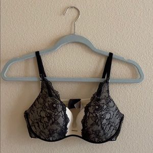 Victoria’s Secret white and black lace push-up bra